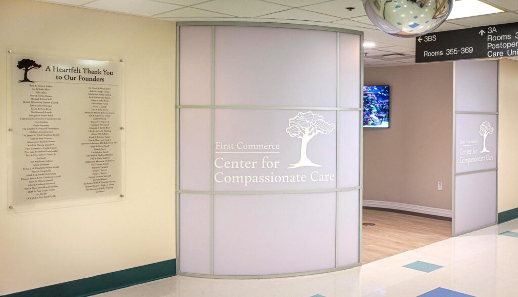 Entrance to the First Commerce Center for Compassionate Care on the Third Floor of Tallahassee Memorial Hospital