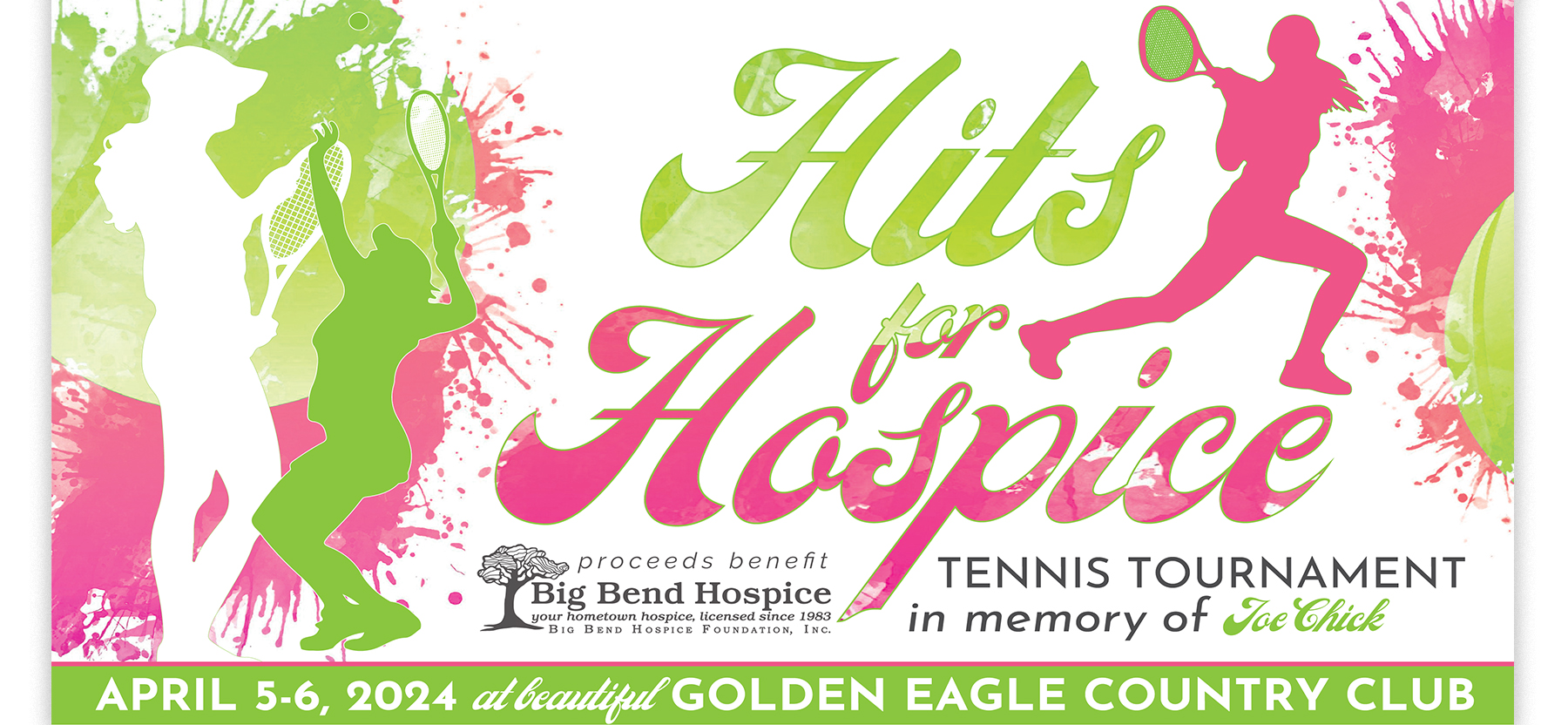 Hits for Hospice Tennis Tournament Logo with tennis player